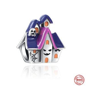 925 Sterling Silver Ghost House Charms Beads Halloween Gift for Pandora.